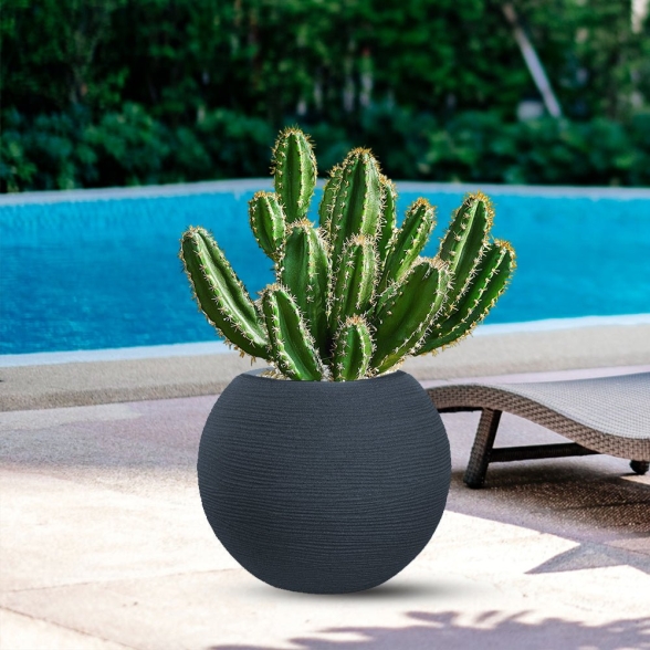 Vaso in resina tondo a sfera d.40x33h Botticelli Grigio