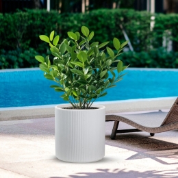 Vaso in resina tondo cilindrico d.36x35h Modigliani Bianco