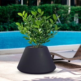 Vaso in resina tondo conico d.60x35h Stromboli Antracite