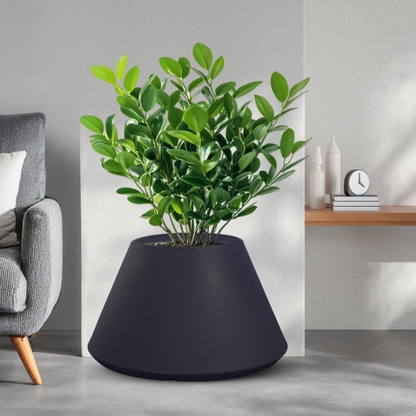 Vaso in resina tondo conico d.60x35h Stromboli Antracite