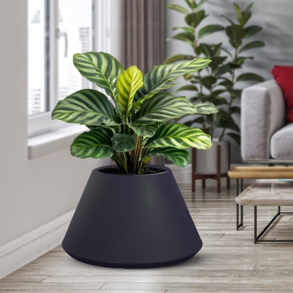 Vaso in resina tondo conico d.60x35h Stromboli Antracite