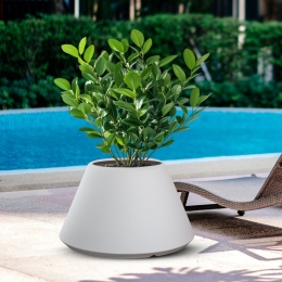 Vaso in resina tondo conico d.60x35h Stromboli Bianco