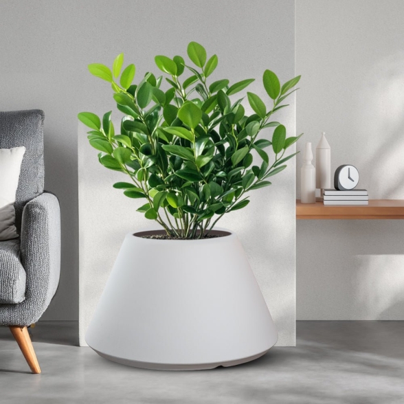 Vaso in resina tondo conico d.60x35h Stromboli Bianco