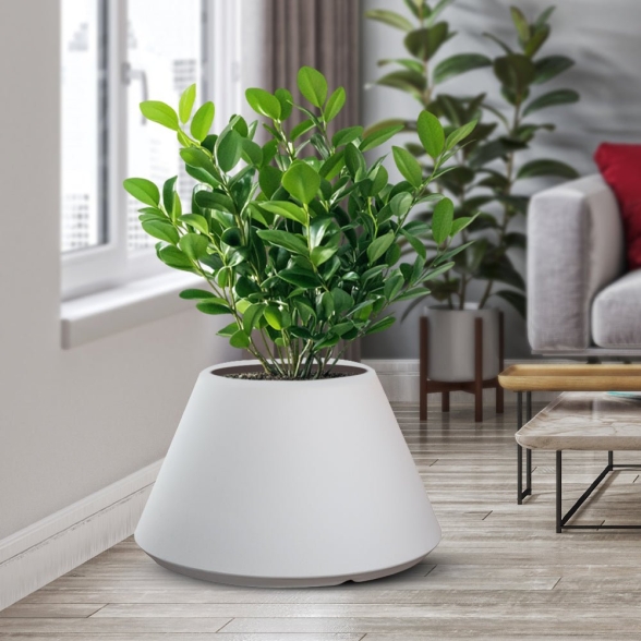 Vaso in resina tondo conico d.60x35h Stromboli Bianco