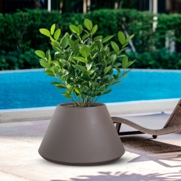 Vaso in resina tondo conico d.60x35h Stromboli Tortora