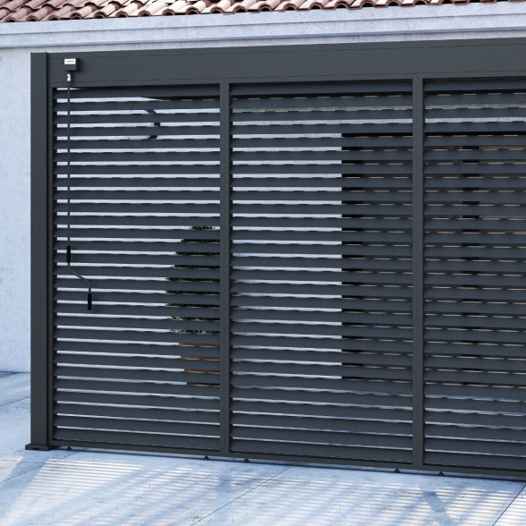 Pannello laterale con lamelle orizzontali 1,3M Ombréa - Antracite