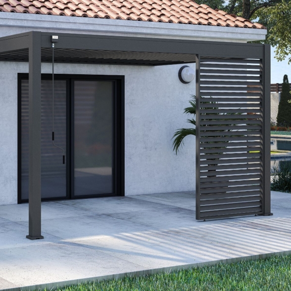 Pannello laterale con lamelle orizzontali 1,3M Ombréa - Antracite
