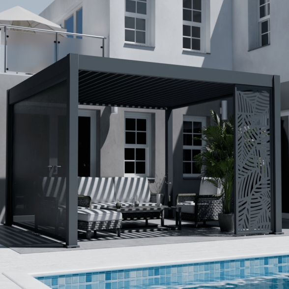 Pergola bioclimatica Ombréa motorizzata 4x4M in alluminio
