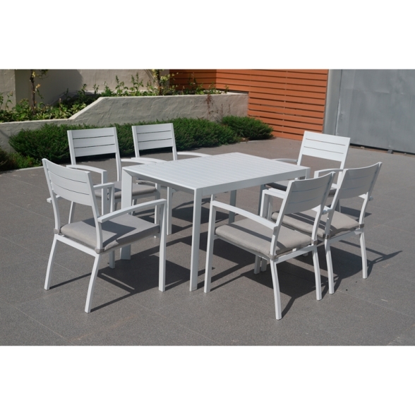 Tavolo Da Esterno Allungabile 127-180 Cm In Alluminio Bianco