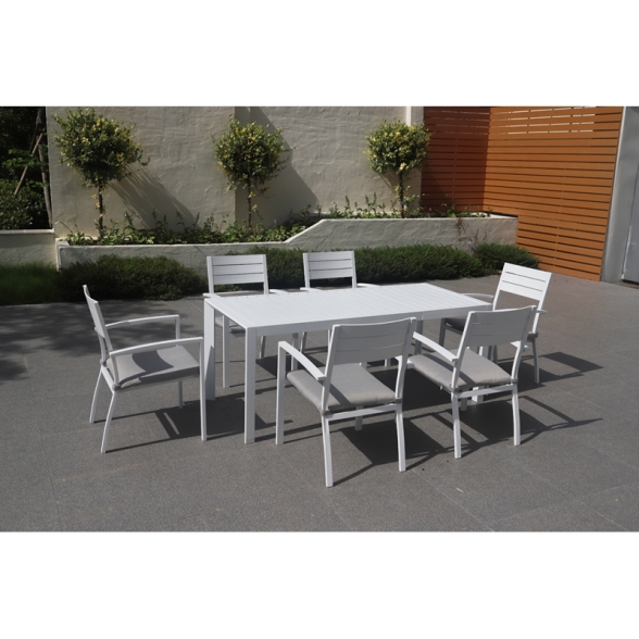 Tavolo Da Esterno Allungabile 127-180 Cm In Alluminio Bianco