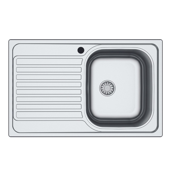 Lavello Cucina Da Appoggio In Acciaio Inox 79x50 Cm 1 Vasca Sinistro
