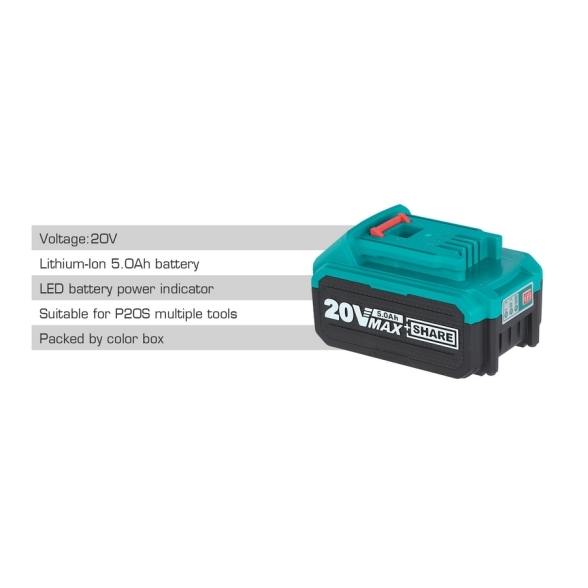 Batteria Al Litio 20V-5Ah Per Elettroutensili Total TOTTFBLI2053