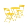 Set Bistrot Tavolo Tondo 60 Cm Con 2 Sedie Pieghevoli Acciaio Giallo