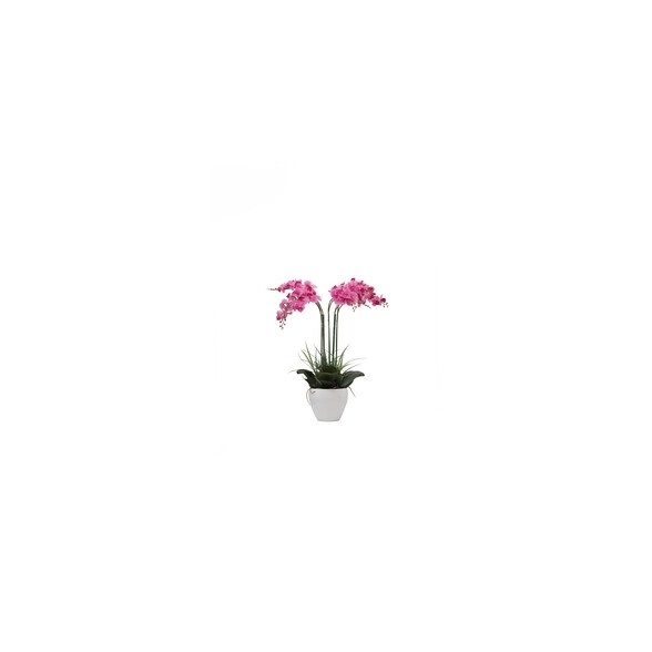 Orchidea Artificiale Con Vaso Bianco H 60 Cm