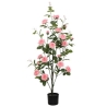 Rosa Artificiale Pianta Ornamentale Con Vaso Nero H 130 Cm