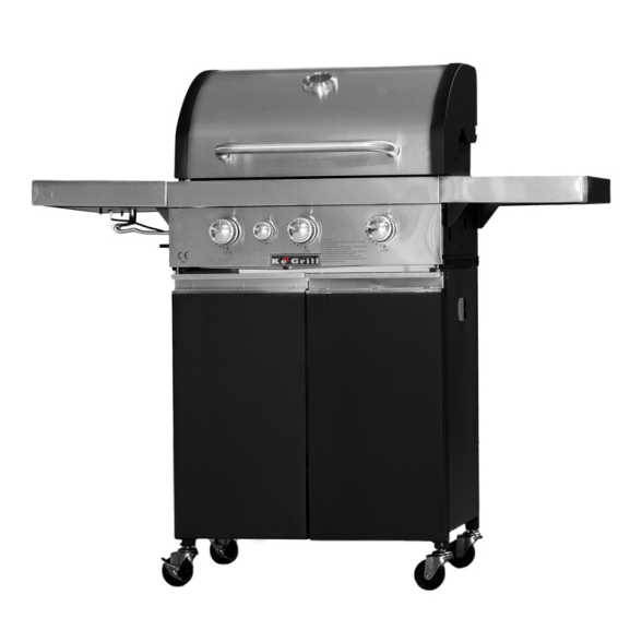 Barbecue a gas con pietra lavica 3 fuochi e coperchio in acciaio inox KeGrill