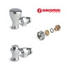 Kit valvola e detentore cromato per termoarredo 1/2" con adattatori Giacomini