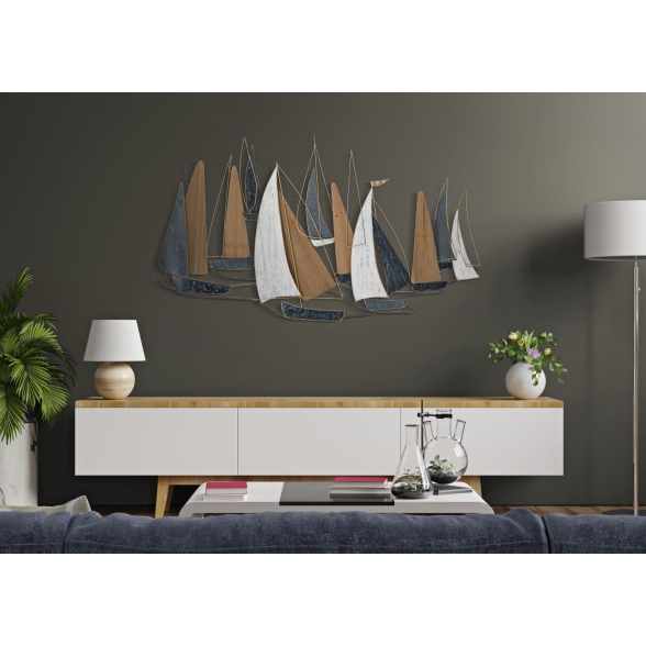Pannello decorativo con design barche 132X3,8X76,8 cm Dark Regata