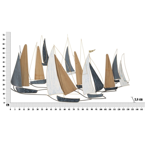Pannello decorativo con design barche 132X3,8X76,8 cm Dark Regata