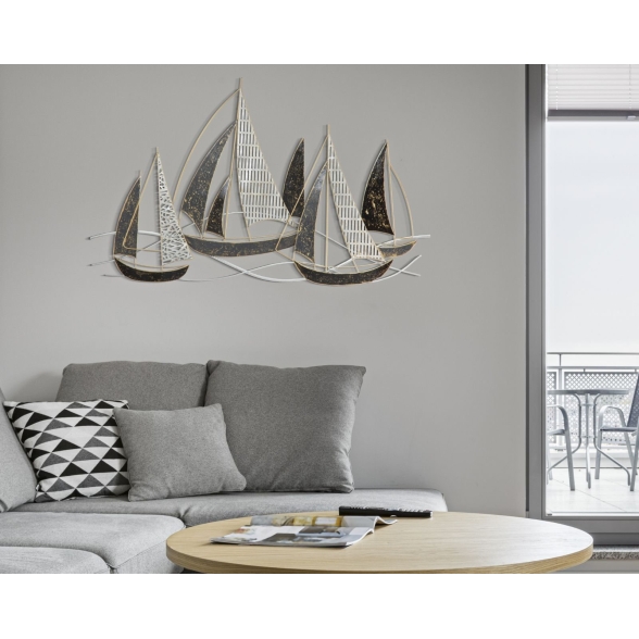 Pannello decorativo in ferro con trama barche 91x2,5x55,9 cm Veliero