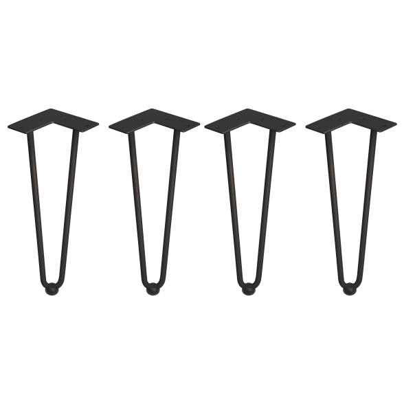 Gambe da tavolo 40 cm Hairpin a 2 aste  in acciaio verniciato nero