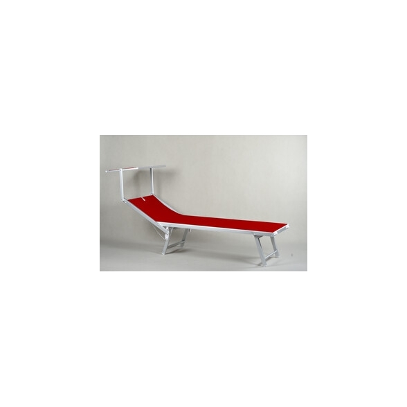 Lettino Alluminio Playa con Parasole Rosso - Relax Outdoor Protetto