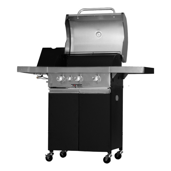Barbecue a gas con pietra lavica 3 fuochi e coperchio in acciaio inox KeGrill