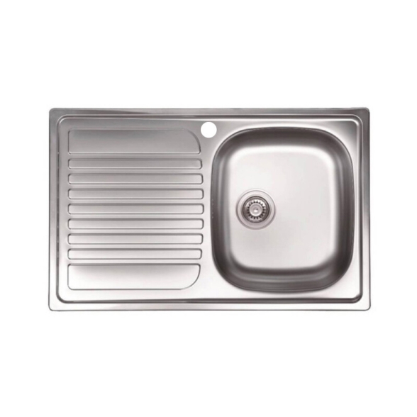 Kit Lavello Da Incasso 79X50 Cm 1 Vasca Gocciolatoio Sx Con Piletta