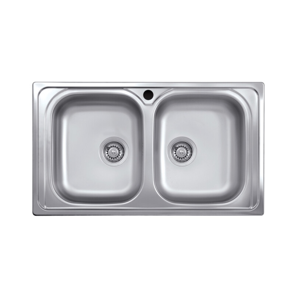 Kit Lavello Da Incasso 86X50 2 Vasche Senza Gocciolatoio con Piletta