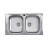 Kit Lavello Da Incasso 86X50 2 Vasche Senza Gocciolatoio con Piletta