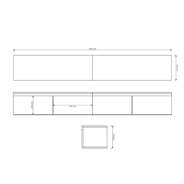 Mobile TV Sospeso 200 cm 4 Ante A Ribalta Rovere Lindberg Lume