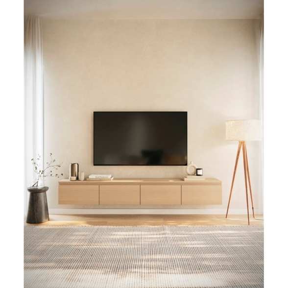 Mobile TV Sospeso 200 cm 4 Ante A Ribalta Rovere Lindberg Lume