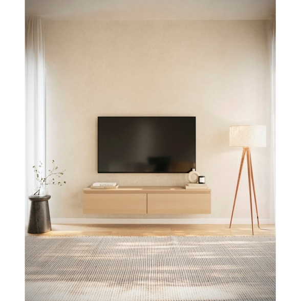 Mobile TV Sospeso 150 cm 2 Ante A Ribalta Rovere Lindberg Lume