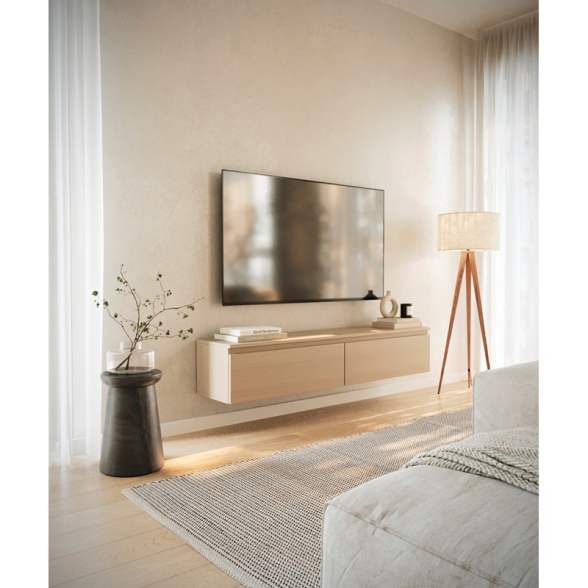 Mobile TV Sospeso 150 cm 2 Ante A Ribalta Rovere Lindberg Lume