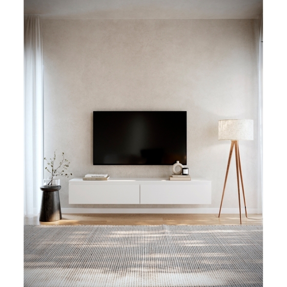 Mobile TV Sospeso 175 cm 2 Ante A Ribalta Bianco Opaco Lume