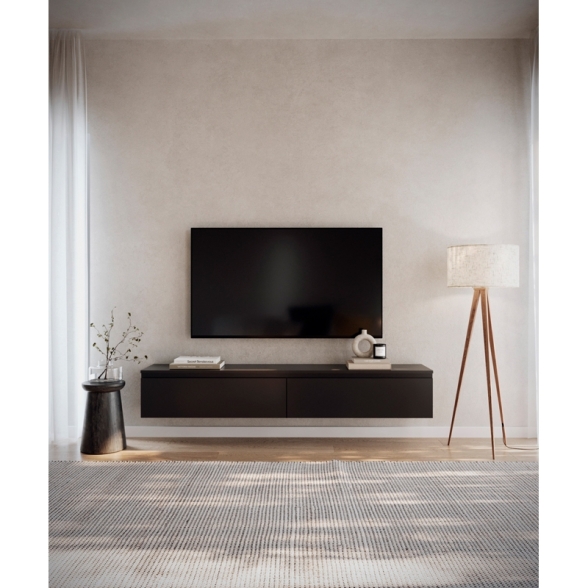 Mobile TV Sospeso 175 cm 2 Ante A Ribalta Nero Opaco Lume
