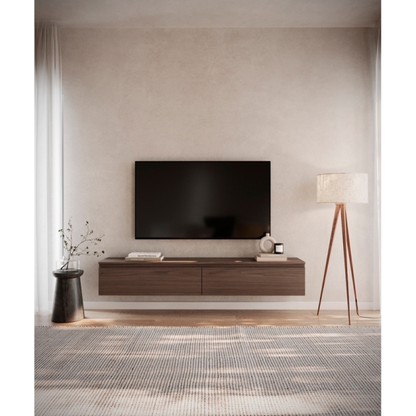 Mobile TV Sospeso 175 cm 2 Ante A Ribalta Noce Scuro Lume