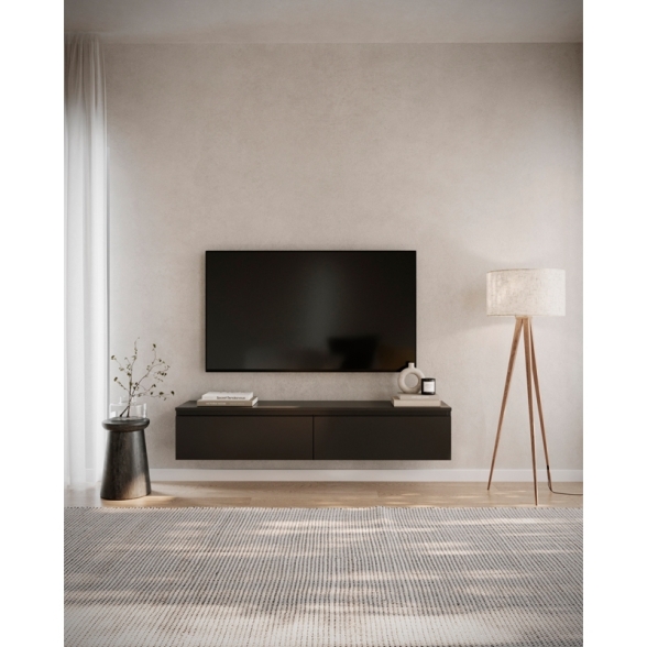 Mobile TV Sospeso 150 cm 2 Ante A Ribalta Nero Opaco Lume