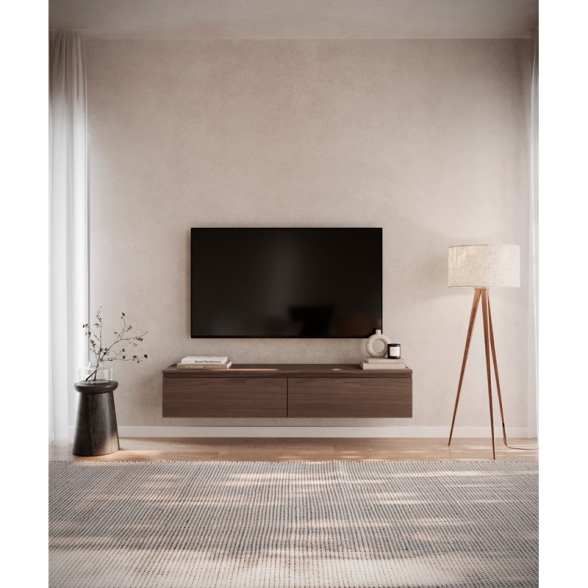 Mobile TV Sospeso 150 cm 2 Ante A Ribalta Noce Scuro Lume