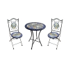 Set Bistrot Tavolo Mosaico Tondo 60 Cm Con 2 Sedie Pieghevoli Cannes