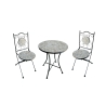 Set Bistrot Tavolo Mosaico Tondo 60 Cm Con 2 Sedie Pieghevoli Nizza
