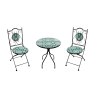 Set Bistrot Tavolo Mosaico Tondo 60 Cm Con 2 Sedie Pieghevoli Saint Tropez