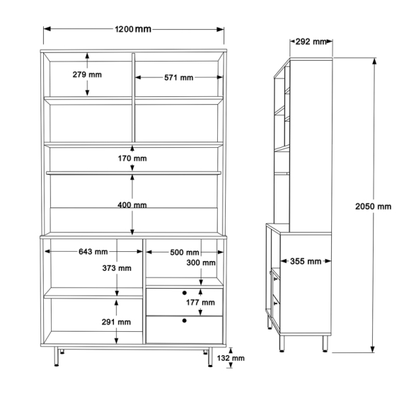 Mobile Cucina Dispensa Multiuso 120x36x205 Claudia Verde Salvia E Rovere