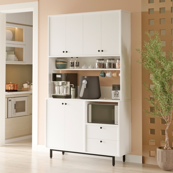 Mobile Cucina Dispensa Multiuso 120x36x205 Con Ante E Cassetti Claudia Bianco