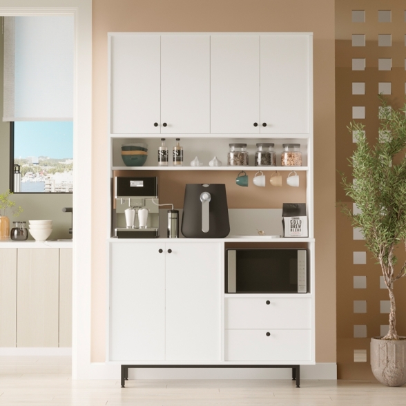 Mobile Cucina Dispensa Multiuso 120x36x205 Con Ante E Cassetti Claudia Bianco
