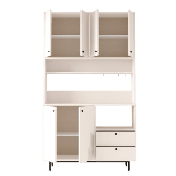 Mobile Cucina Dispensa Multiuso 120x36x205 Con Ante E Cassetti Claudia Bianco