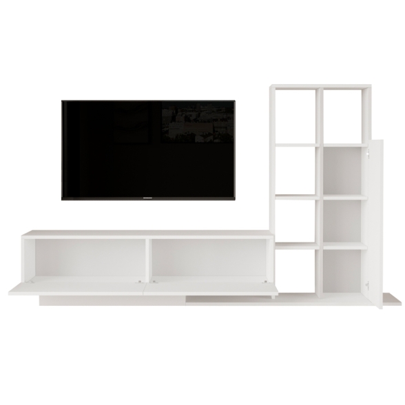 Mobile TV Da Terra A 2 Ante Con Libreria Laterale Bianco Opaco Demo