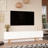 Mobile TV Da Terra A 3 Ante 180 Cm Con Piedini In Legno Nordik Bianco
