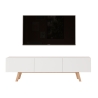 Mobile TV Da Terra A 3 Ante 180 Cm Con Piedini In Legno Nordik Bianco