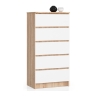 Cassettiera Moderna 60x40x120 Cm 5 Cassetti Bianco E Rovere Sonoma Artika